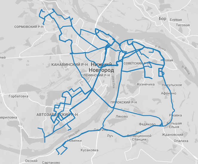Карта маршрутов Нижнего Новгорода